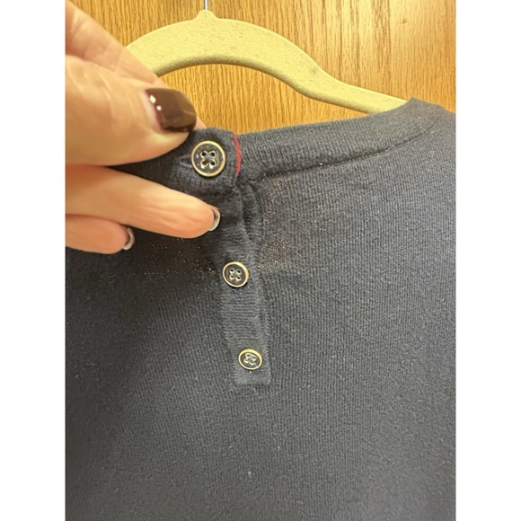 Talbots Cotton Blend Scottie Dog Navy Red Crew Neck Sweater 3/4 Sleeve Medium - Picture 10 of 10